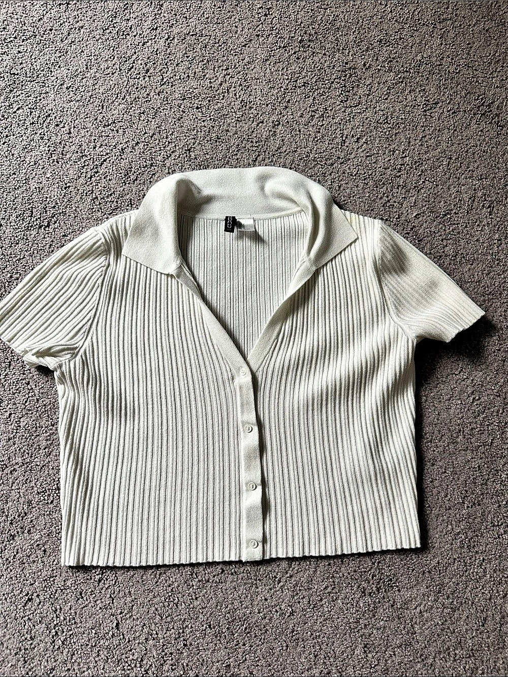 H&M MEDIUM CROPPED Ribbed SHIRT